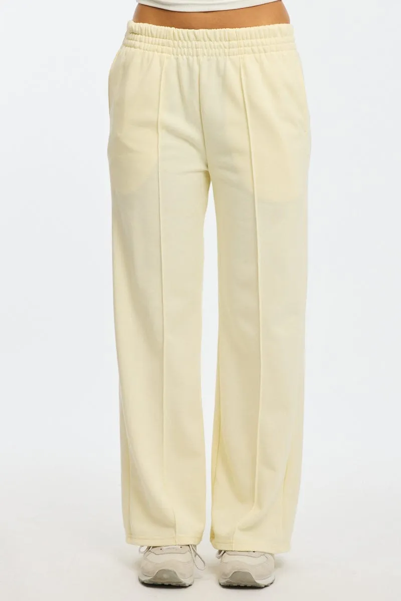 White Track Pants Wide Leg Breathable Layer