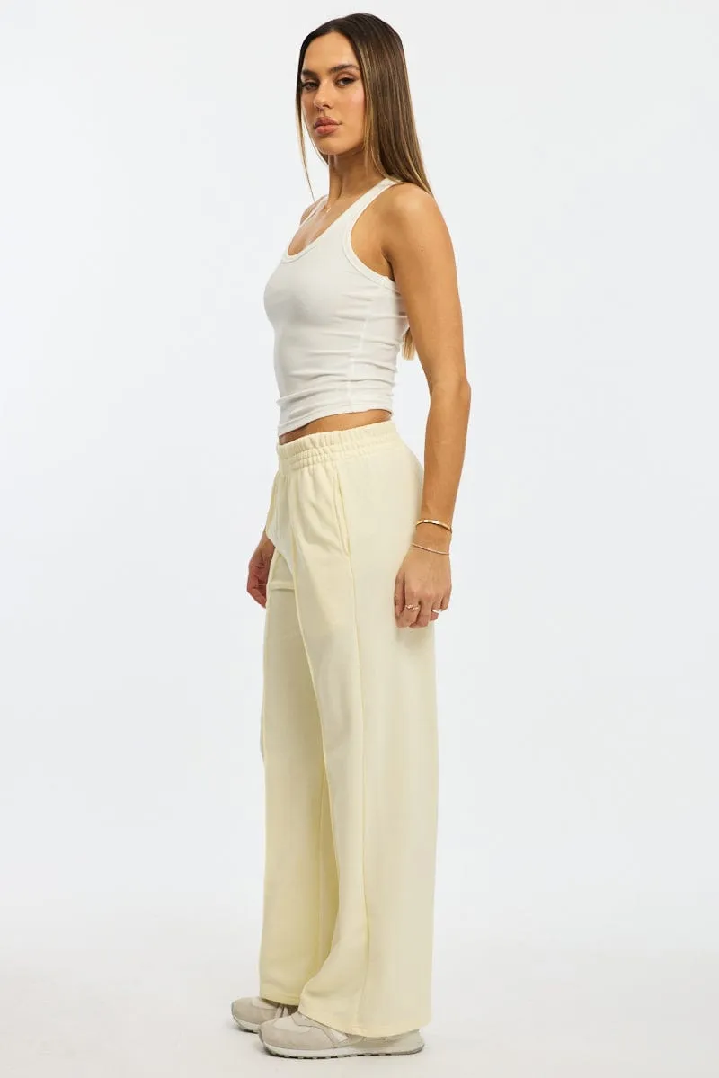 Timeless Look White Track Pants Wide Leg