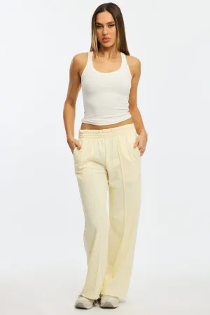 White Track Pants Wide Leg Easy Care Flexible Leg