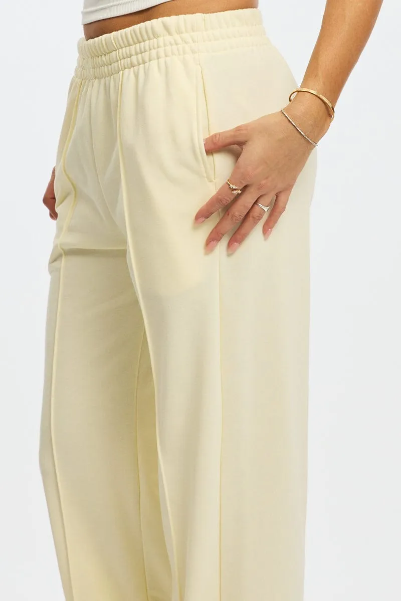 Work Flex White Track Pants Wide Leg