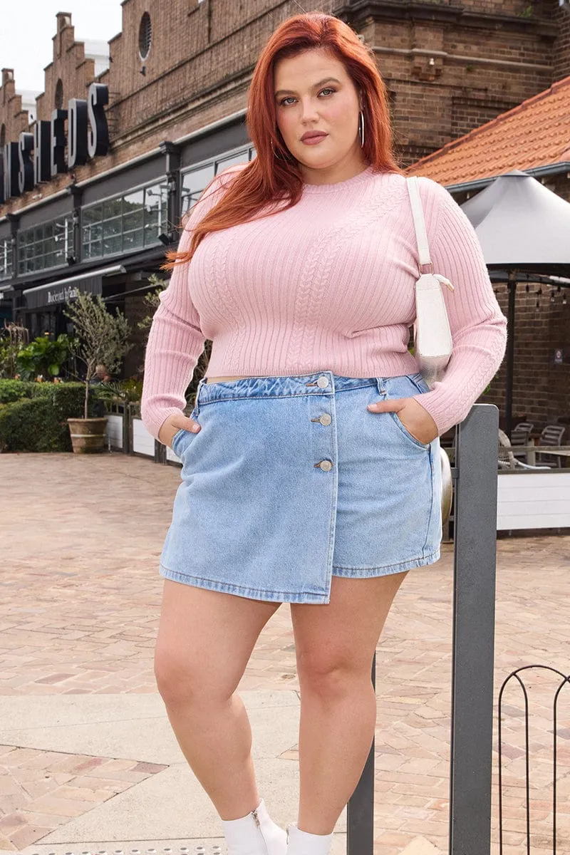 Denim Skorts Skirt High Rise Semi Sheer