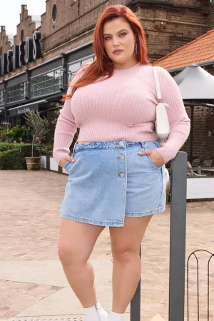 Denim Skorts Skirt High Rise Semi Sheer