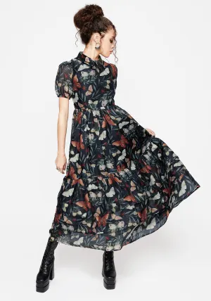 Mariposa Puff Sleeve Organza Maxi Shirt Dress Gala Mood Cloud Soft