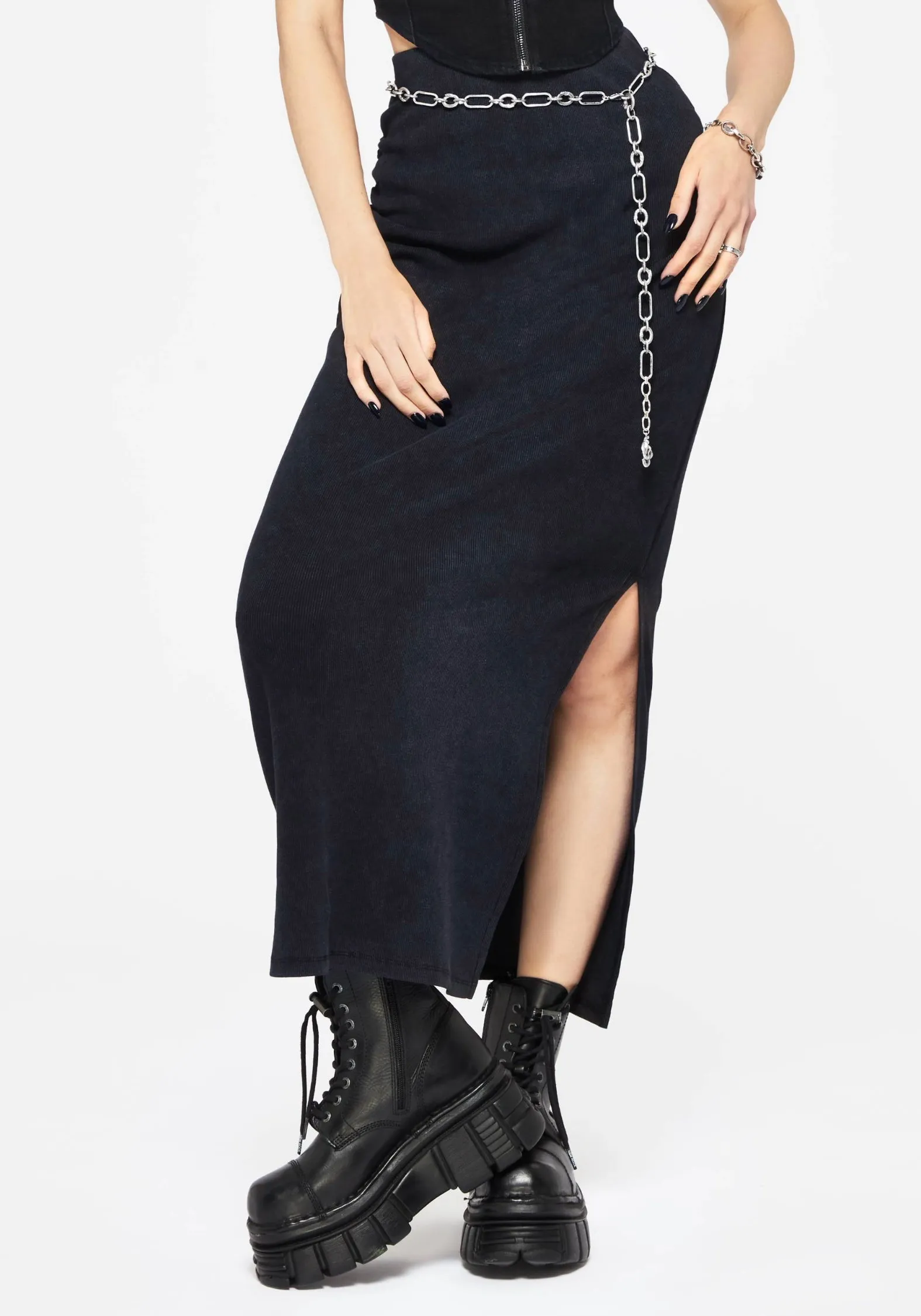 Christina Washed Rib Cotton Maxi Skirt Hand Painted Convertible Style