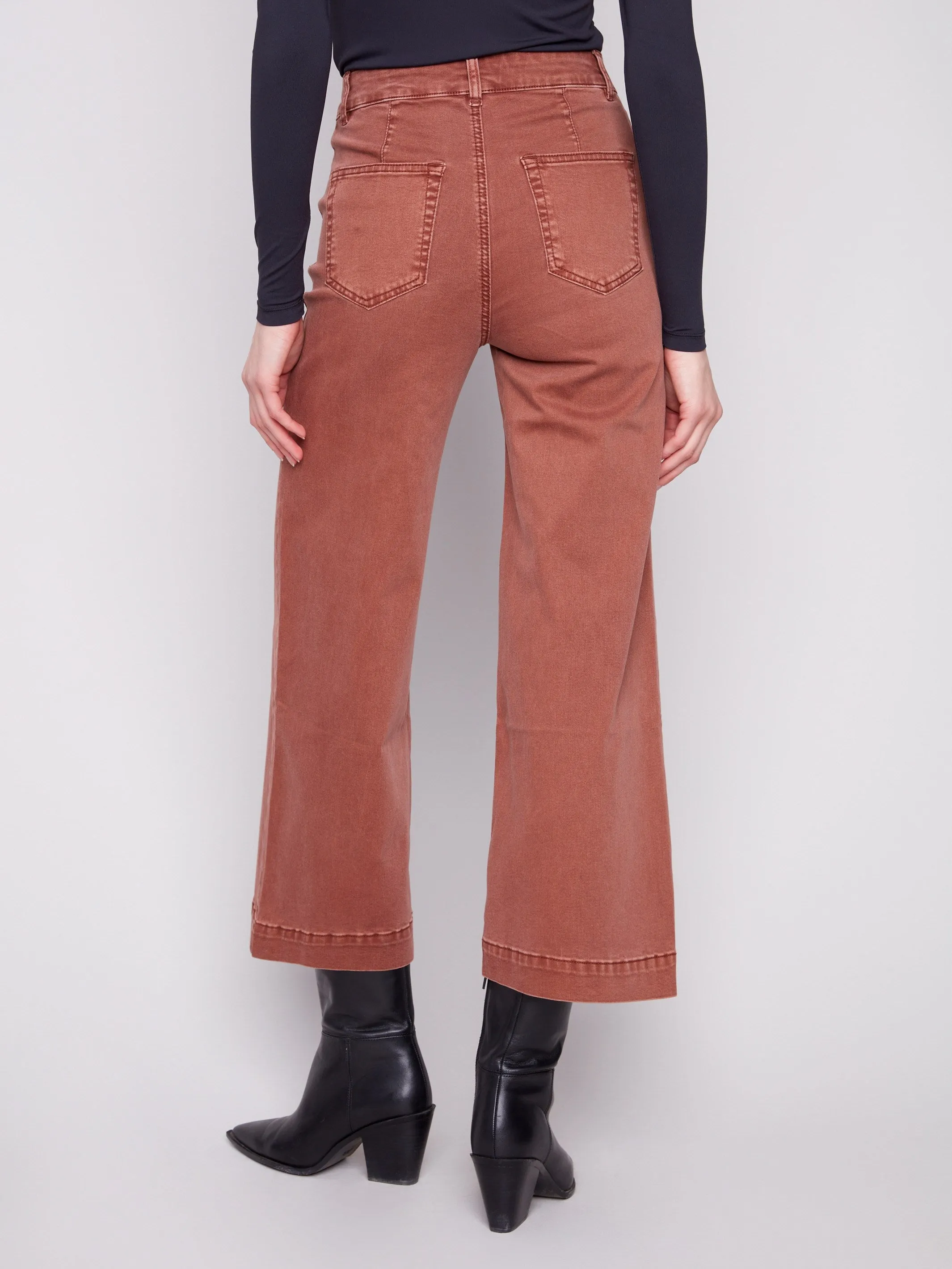 Casual Movement Premium Party Look Patch Pocket Flare Twill Pants - Sepia