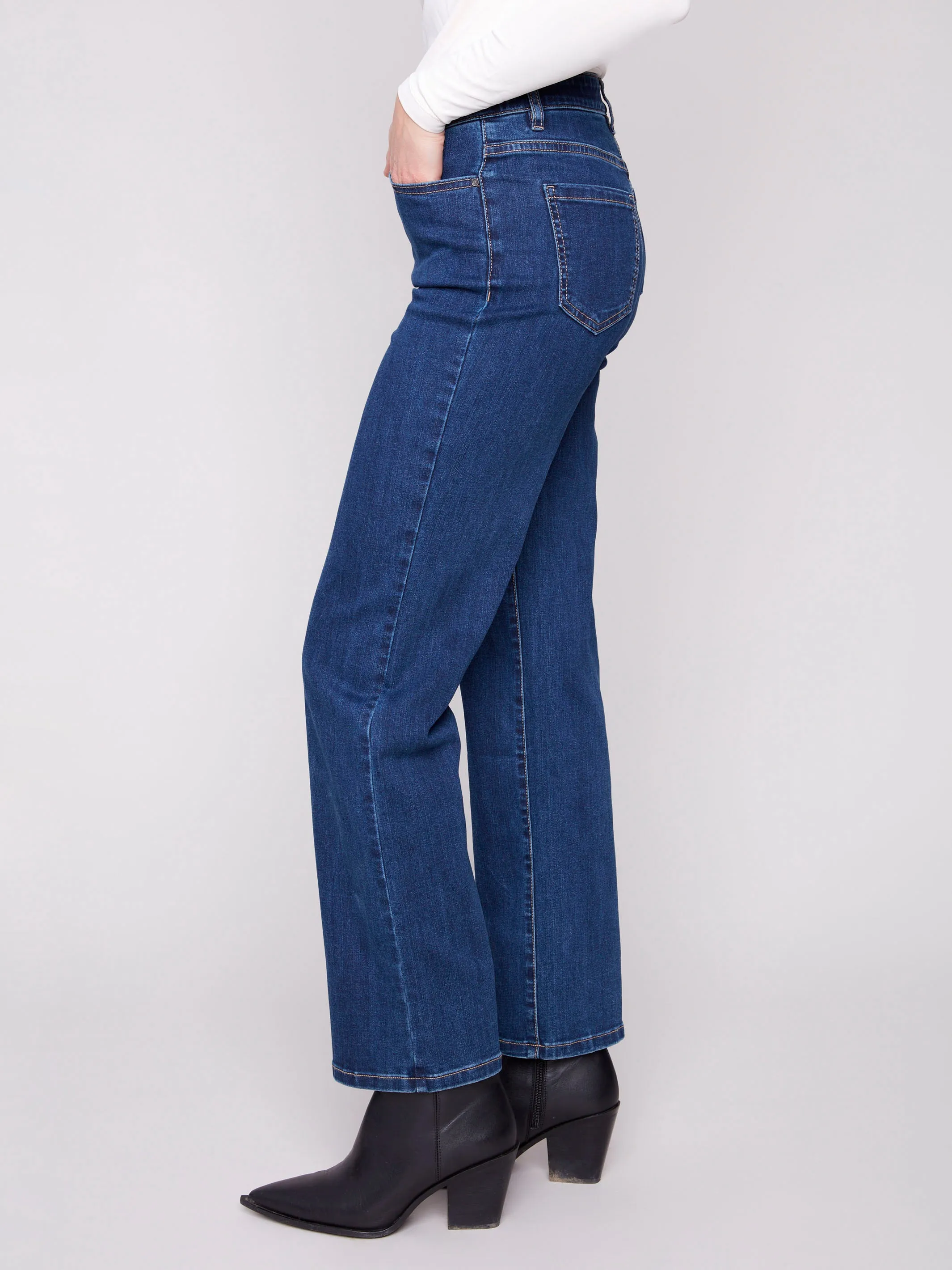 Work Meeting Weekend Style Streetwear Fan UltraSoft Lining Charlotte Straight Leg Jeans - Indigo