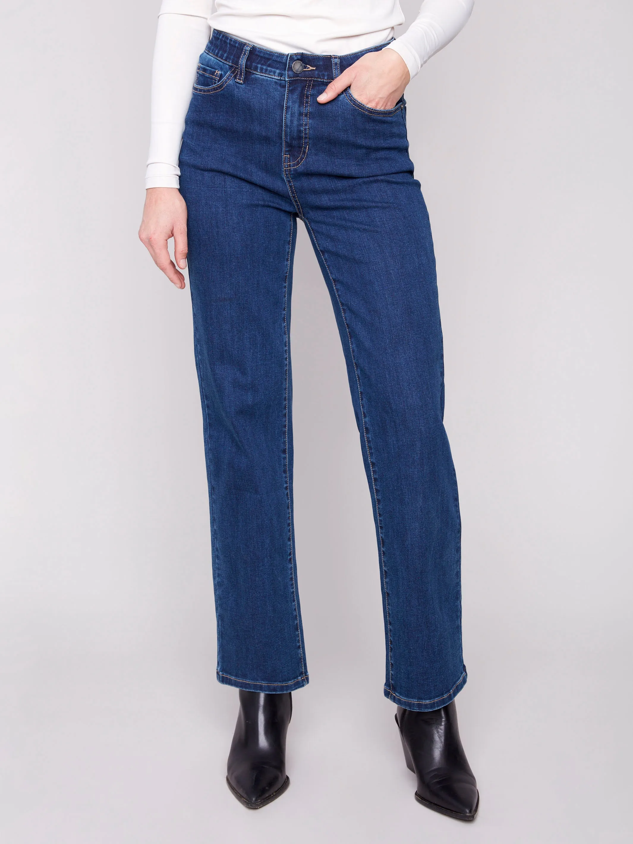Charlotte Straight Leg Jeans - Indigo Smooth Style Student Outfit Work Ready