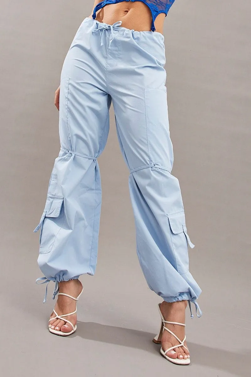 OdorResistant Comfortable Fashion Blue Cargo Parachute Pants Relaxed