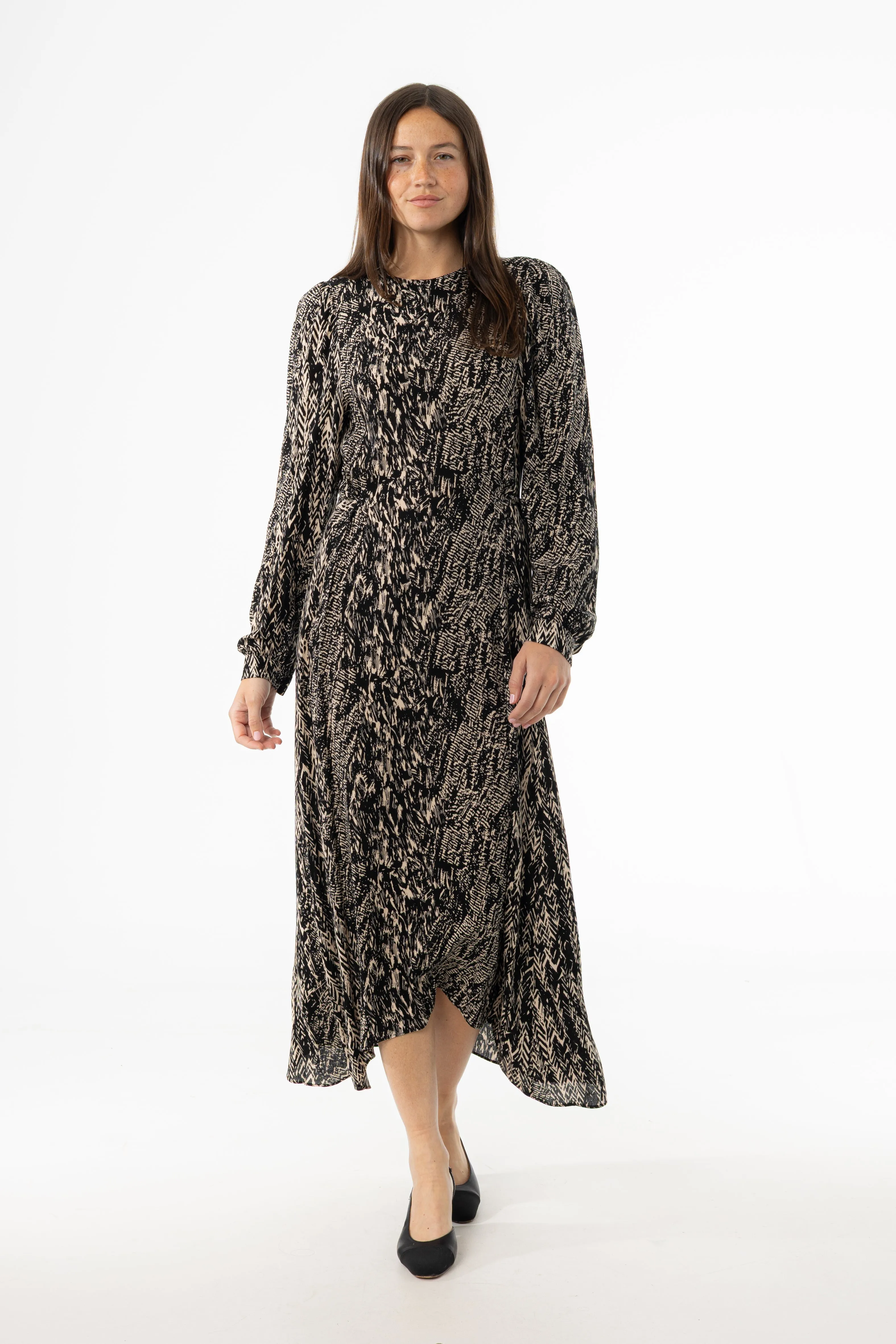 Timeless Blazer Comfortable Lounge Black Multi Puff Shoulder Maxi Dress