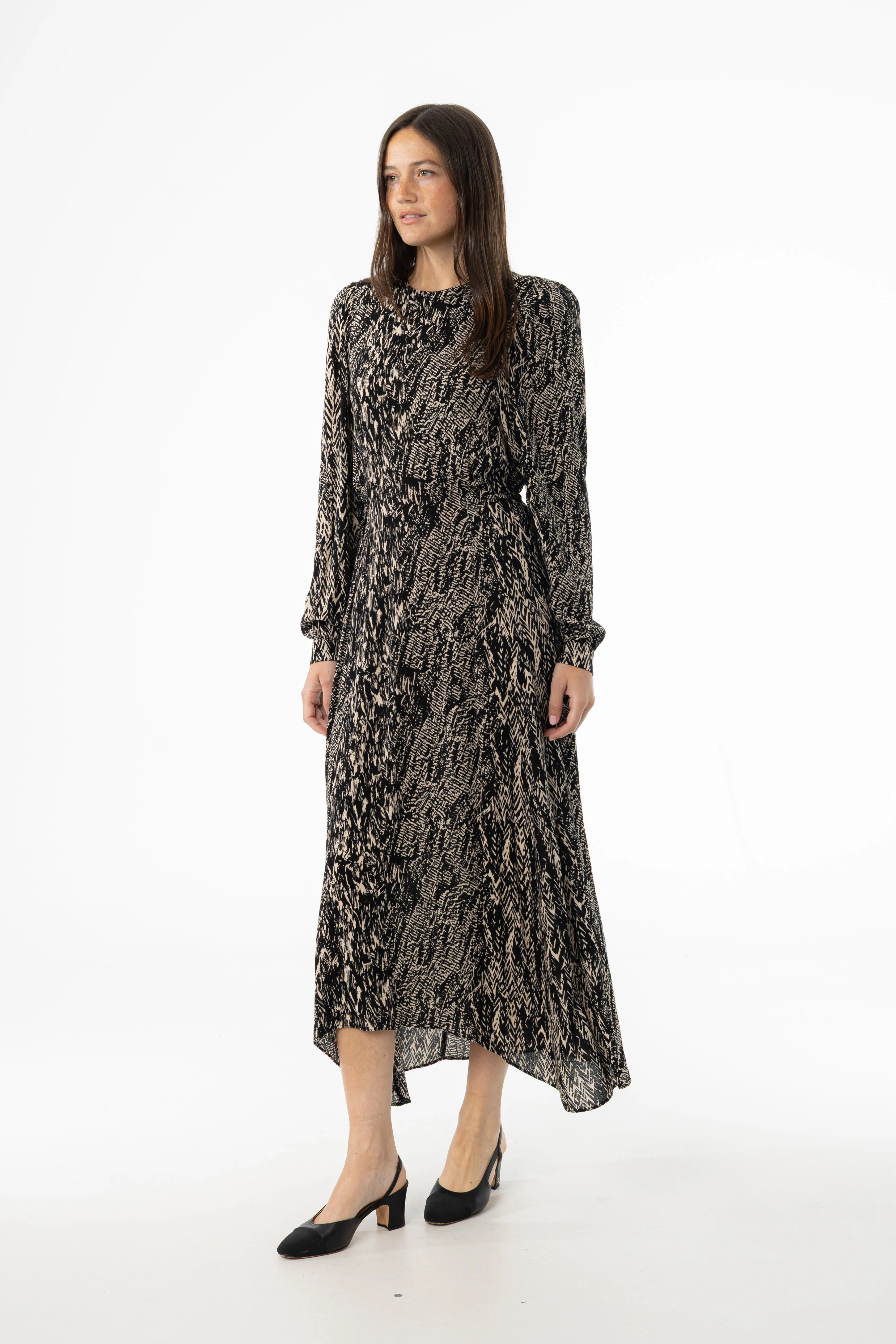 Sustain Glow Black Multi Puff Shoulder Maxi Dress