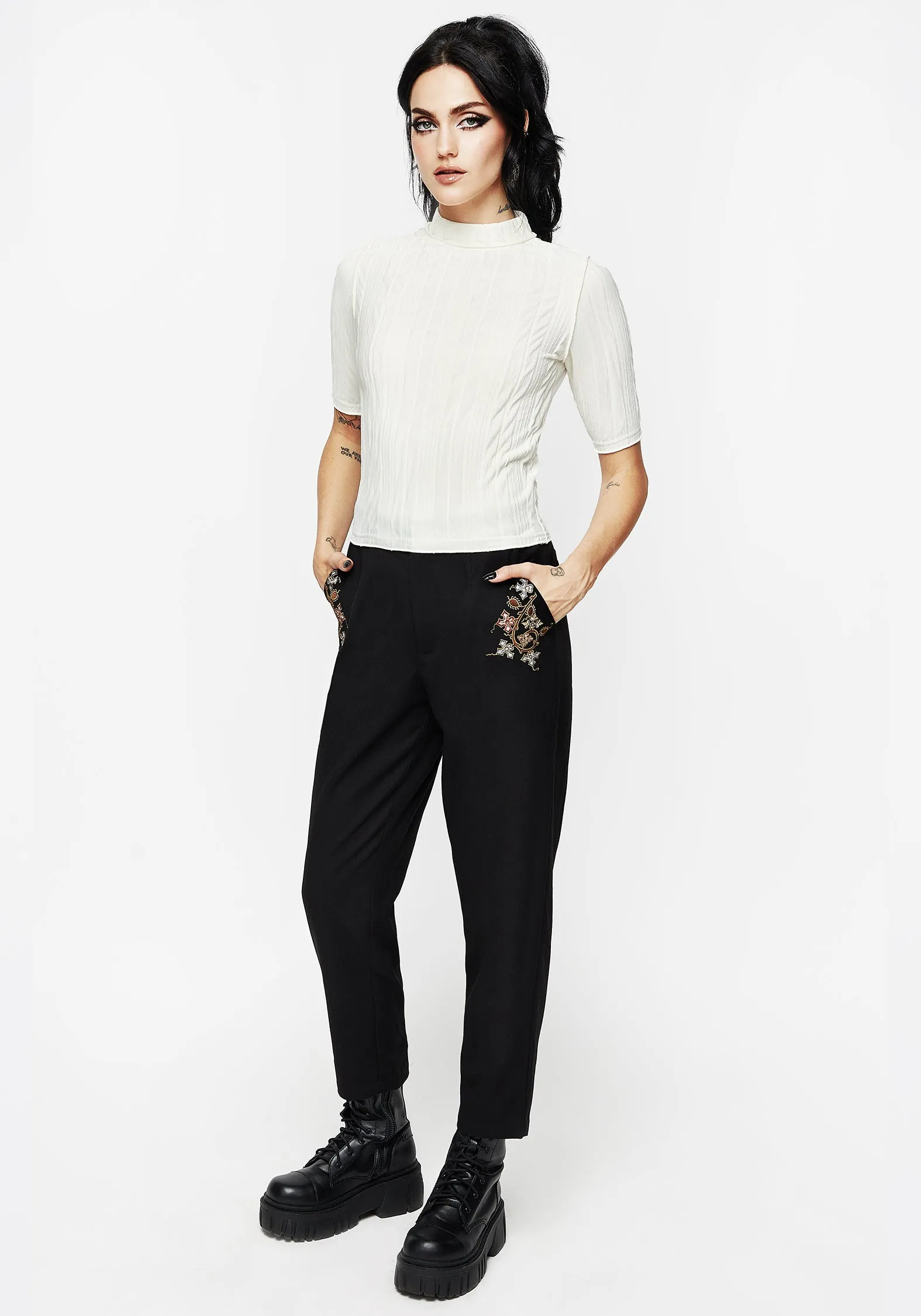 Weekend Wear Relax Style Trend Marsh Lettuce Hem Jersey Crop Top
