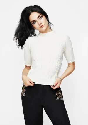 Relaxed Torso Fit Marsh Lettuce Hem Jersey Crop Top
