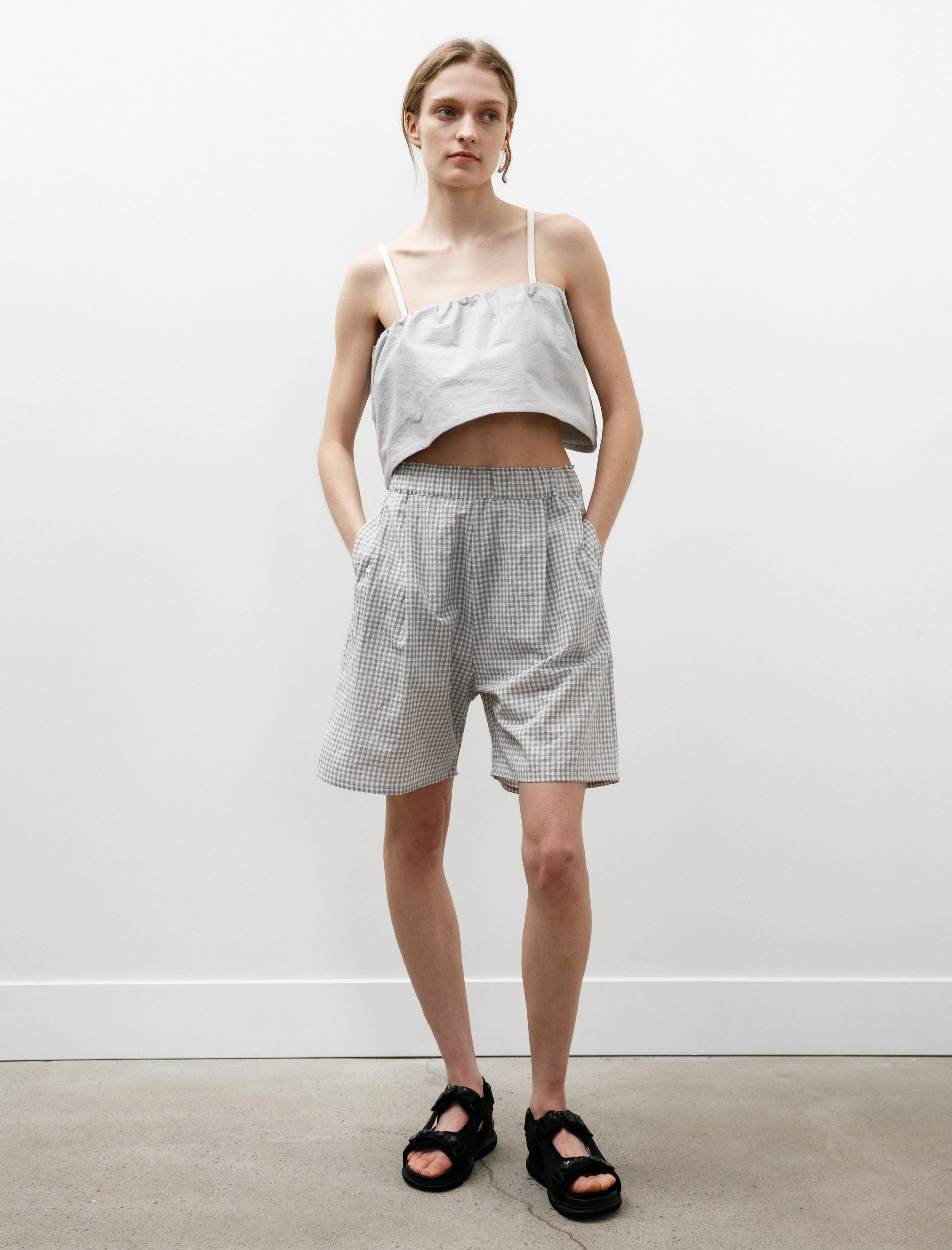 Lucy Shorts Grey Check stretchy design Outdoor Comfort