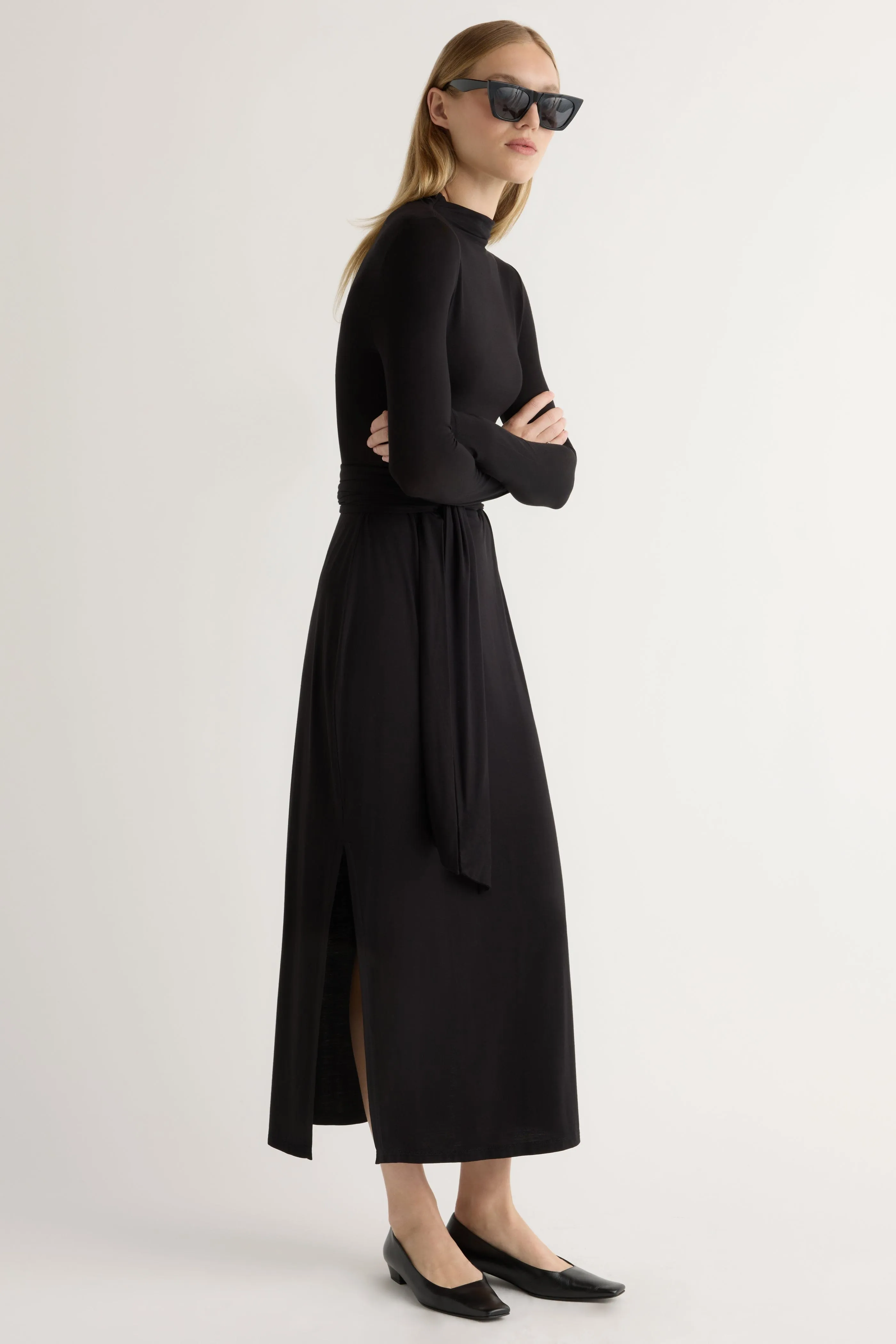 Vero Tie-Front Long-Sleeve Dress SmoothEdging Timeless Look