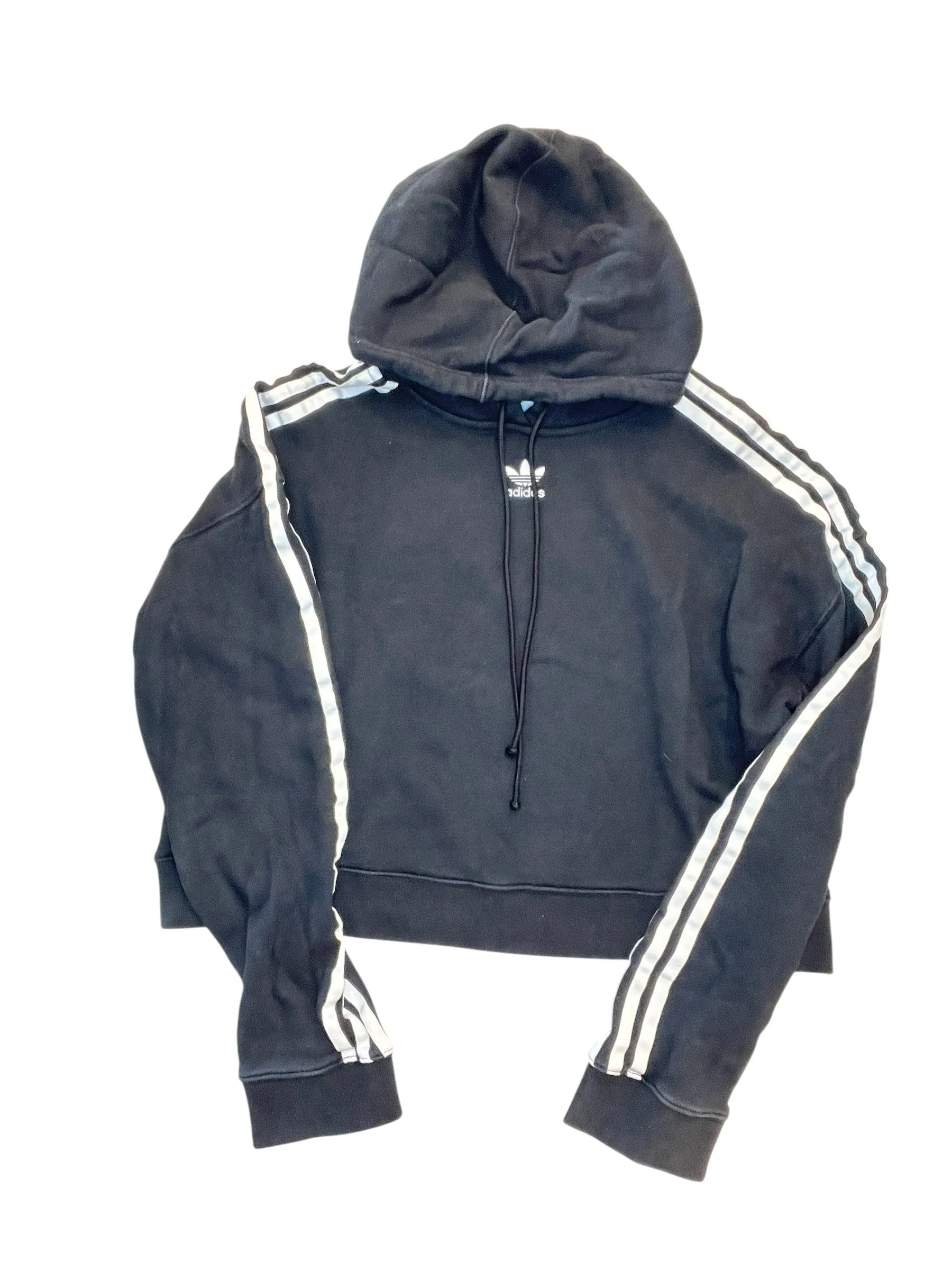 Athletic Sweatshirt Hoodie By Adidas In Black, Size:S SoftenedEdges Weather Ready