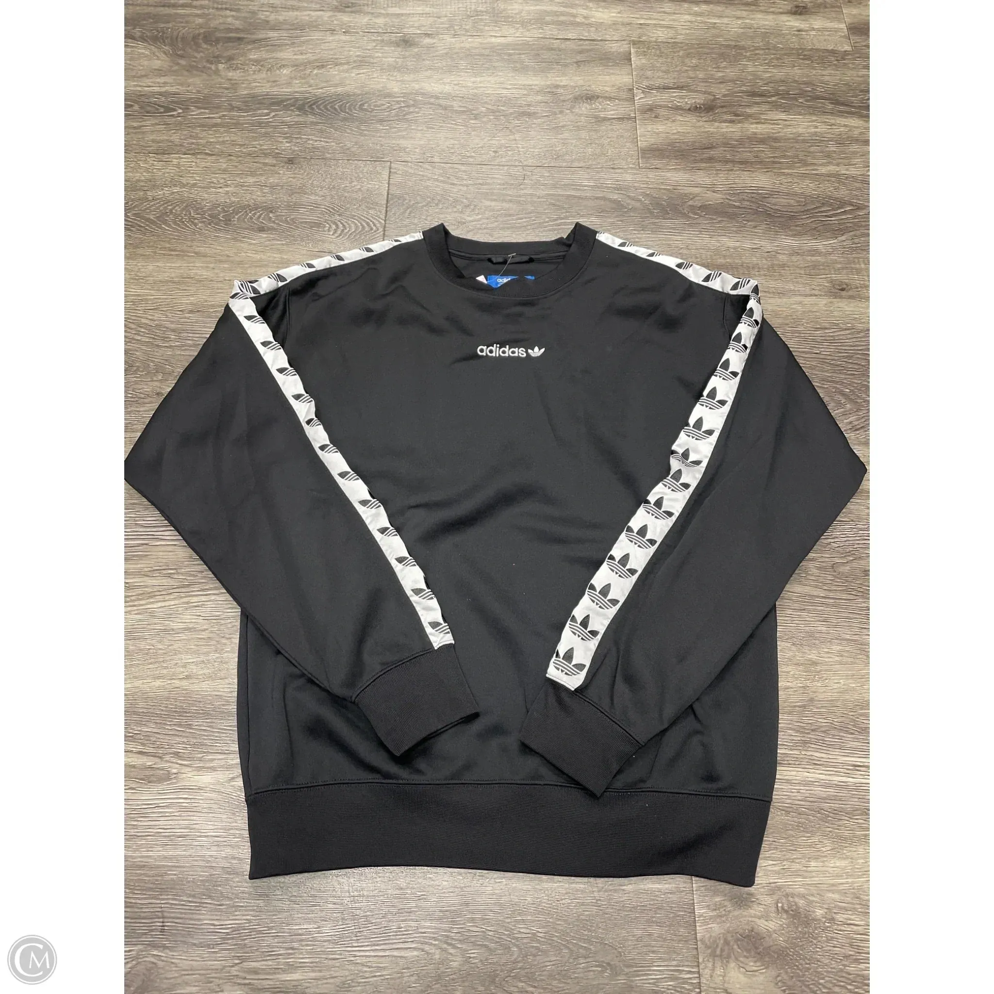 Athletic Sweatshirt Crewneck By Adidas In Black & Blue, Size: S Virtual Mode EcoDye Process