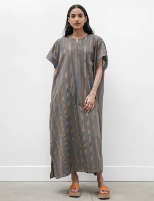 Caftan Light Cotton Striped Black and Noisette AdjustableWaistband