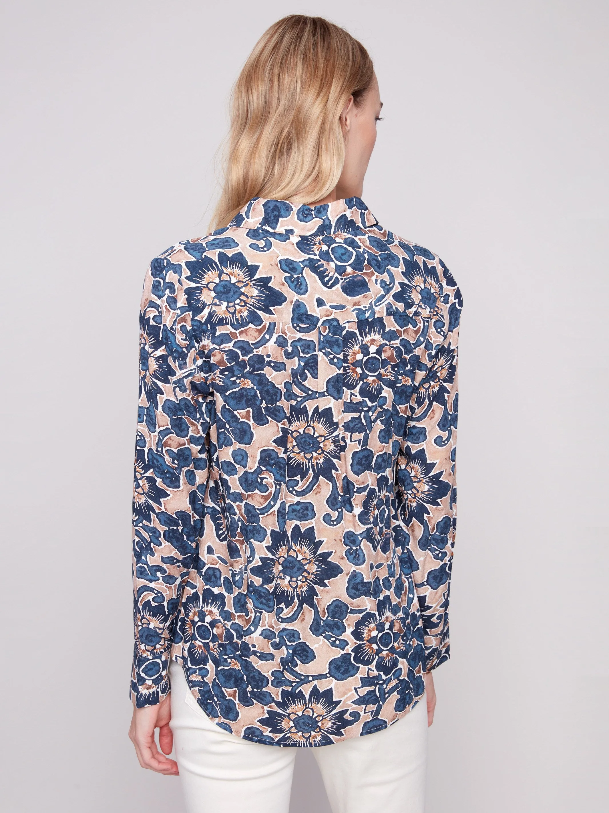 Printed Button-Up Shirt - Cavolo Chic Edge