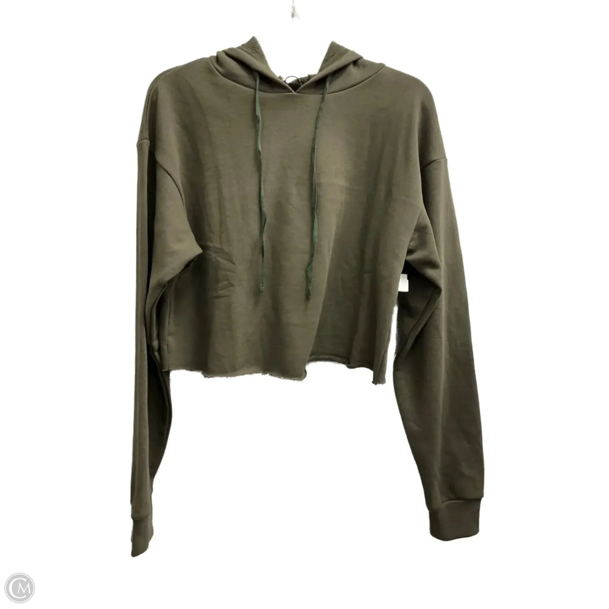 TearResistantMaterial HighCollar Style Sweatshirt Hoodie By Olivaceous In Green, Size: M