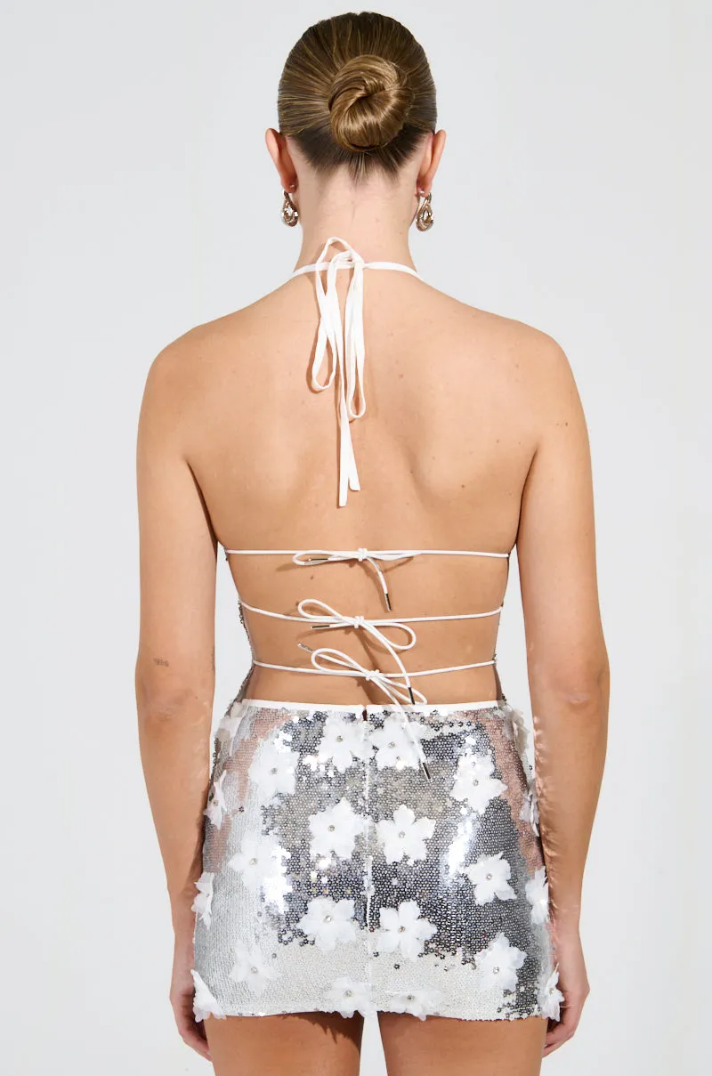 LOVE ME THE RIGHT WAY SLEEVELESS SEQUIN TOP IN SILVER military training