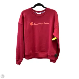 NonChafe RipstopFabric Athletic Sweatshirt Crewneck By Champion In Red, Size: M