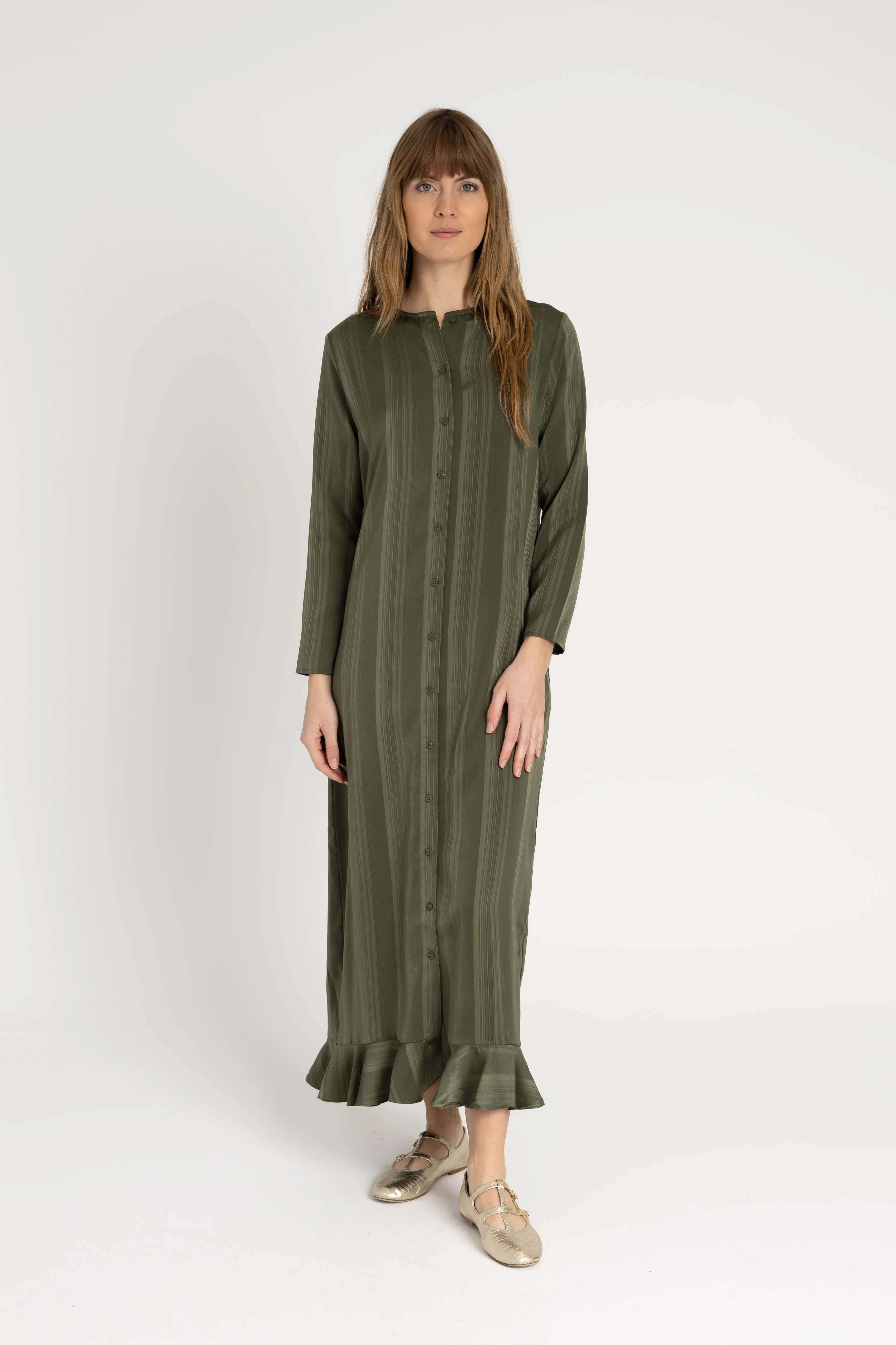 Relaxed Style Strong Soul Green Striped Button Down Maxi