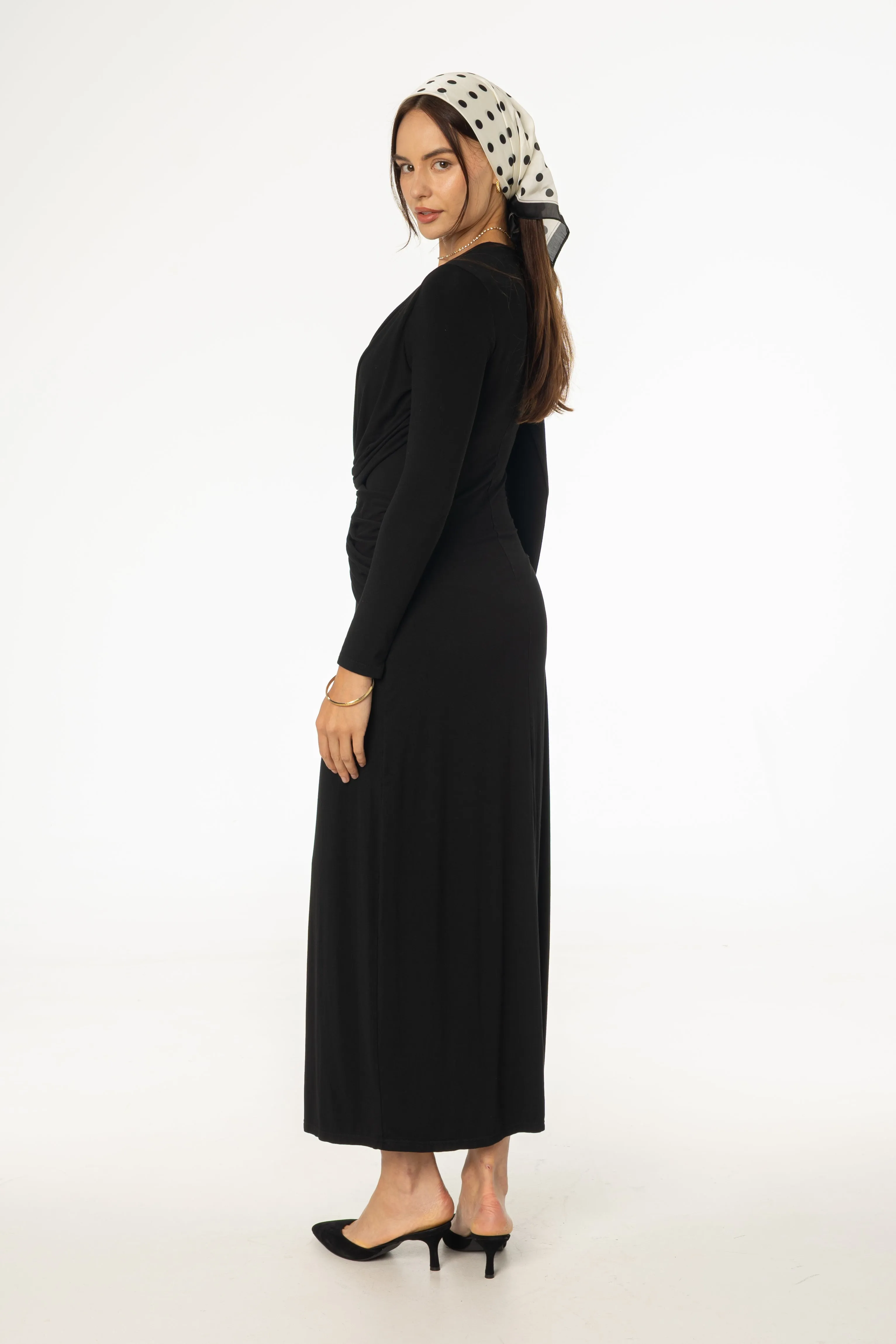 Black Knot Crossover Maxi Dress NoIrritationSeams Holiday Glow