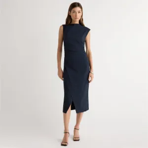 AntiPilling Manon Asymmetric-Neck Ruched Dress