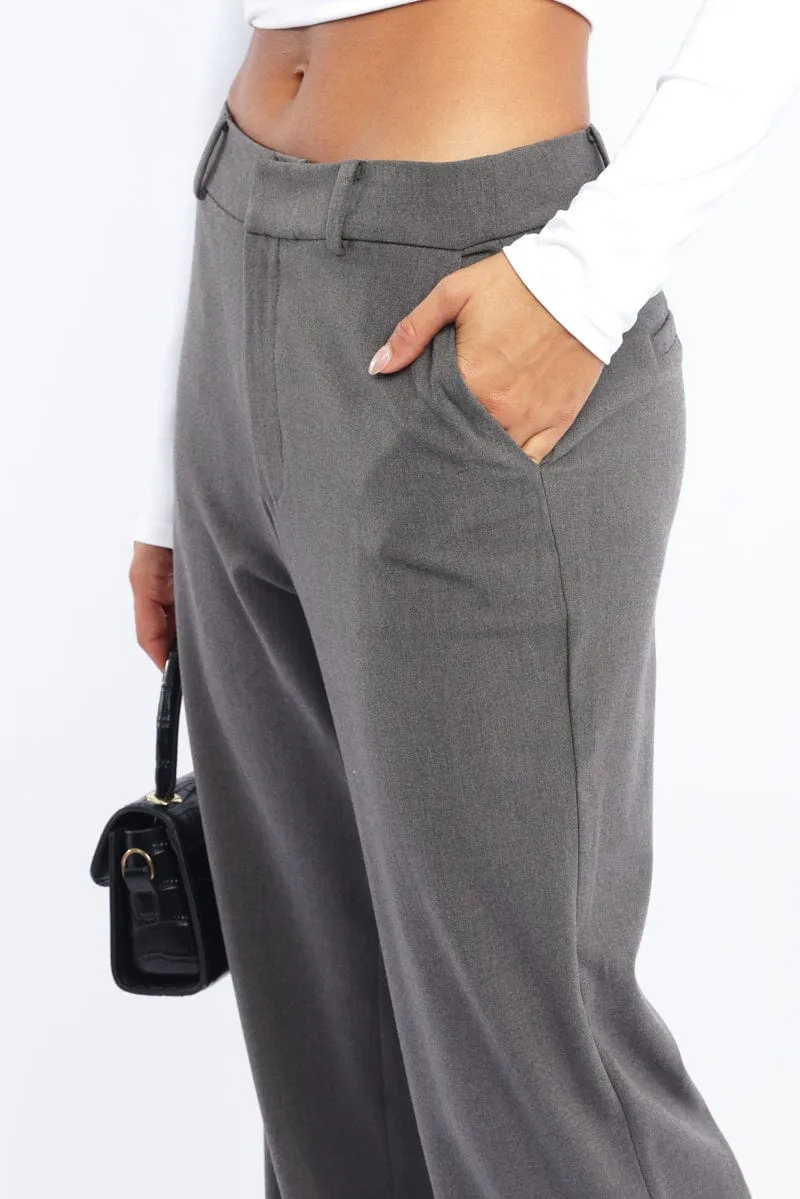 Performance Gear Simple Comfort Grey Wide Leg Pants Mid Rise