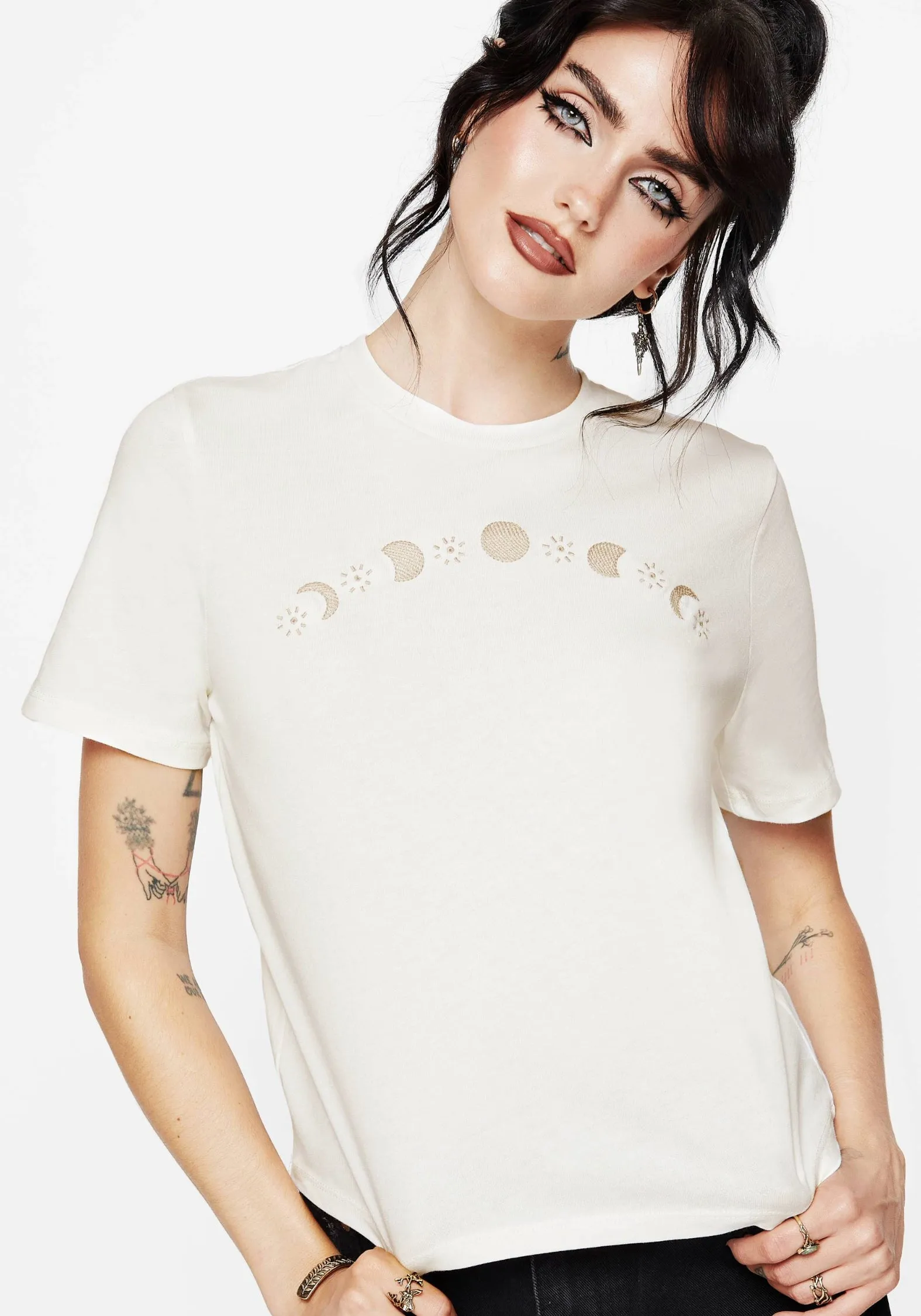 Griffinfly Cotton Embroidered Jersey Cropped T-Shirt Odor Resistant Material