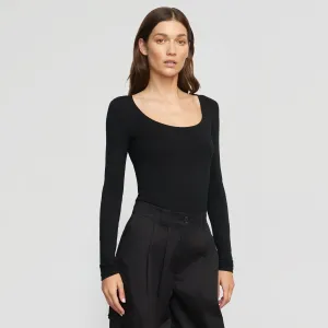 Breathable Material Recycled Polyester Skyler Square-Neck Long-Sleeve Tee