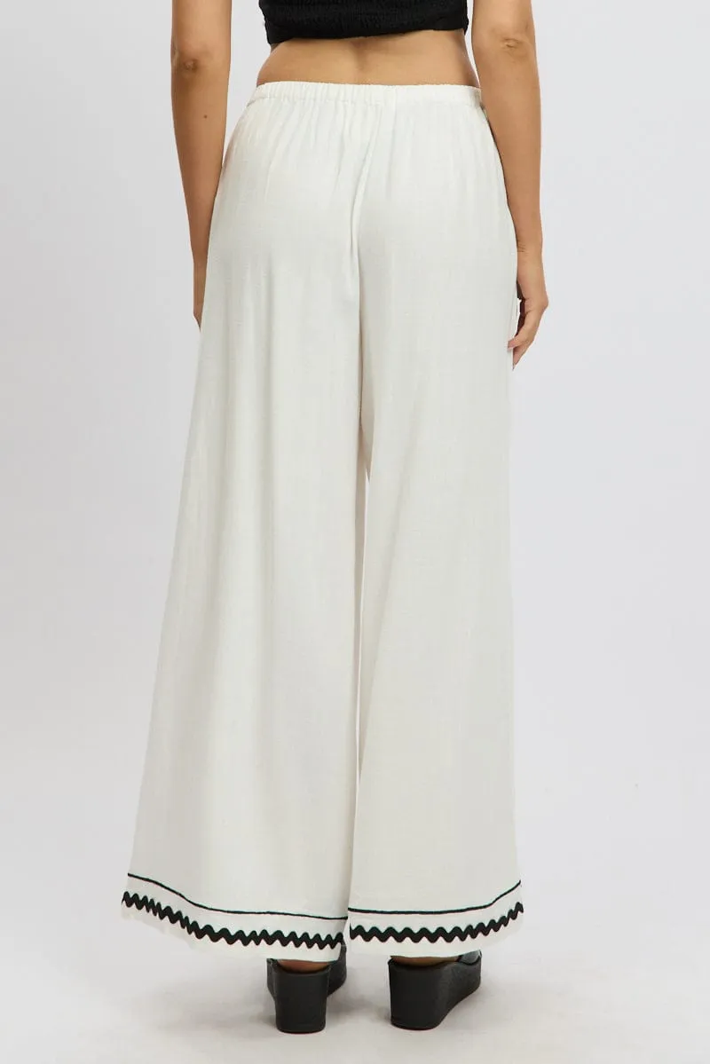 White Wide Leg Pants High Rise SmoothZipClosure Chic Appeal