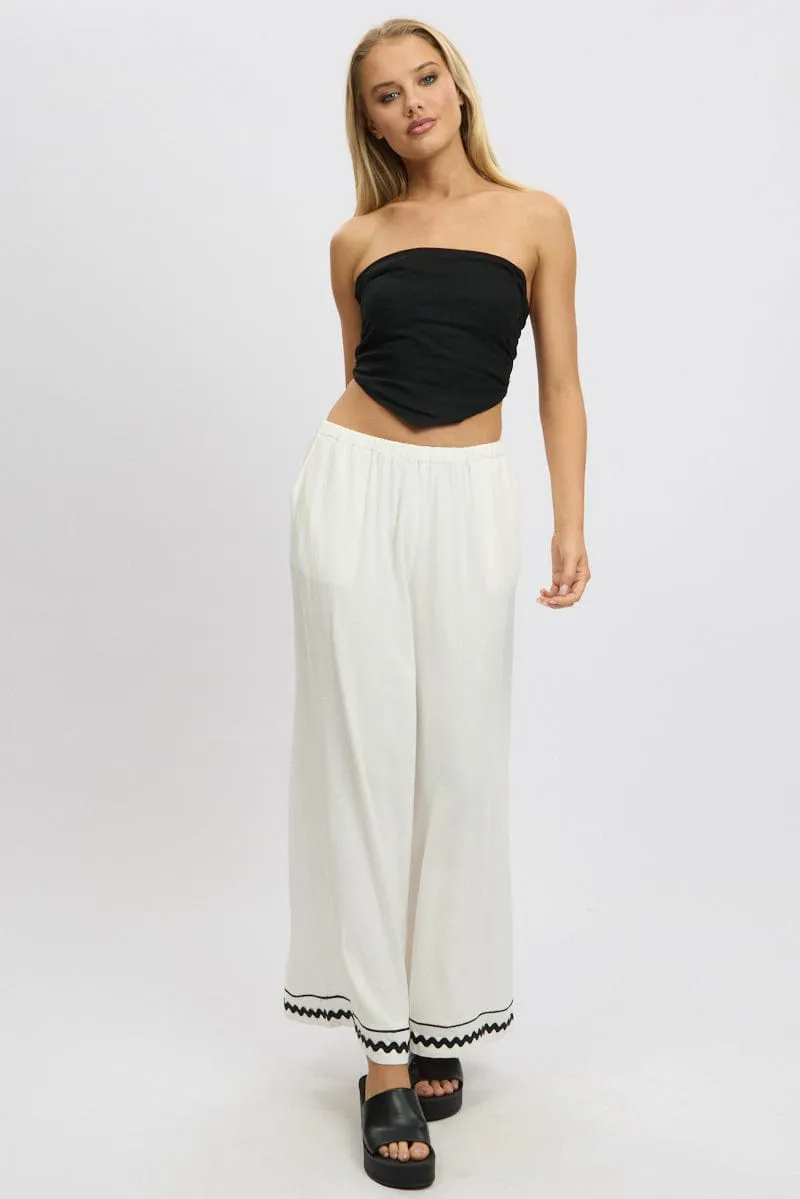 White Wide Leg Pants High Rise Tailored Silhouette Zero Waste Manufacturing