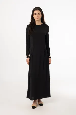 Black Detail Maxi Dress ShrinkResistant Warm Tracksuit