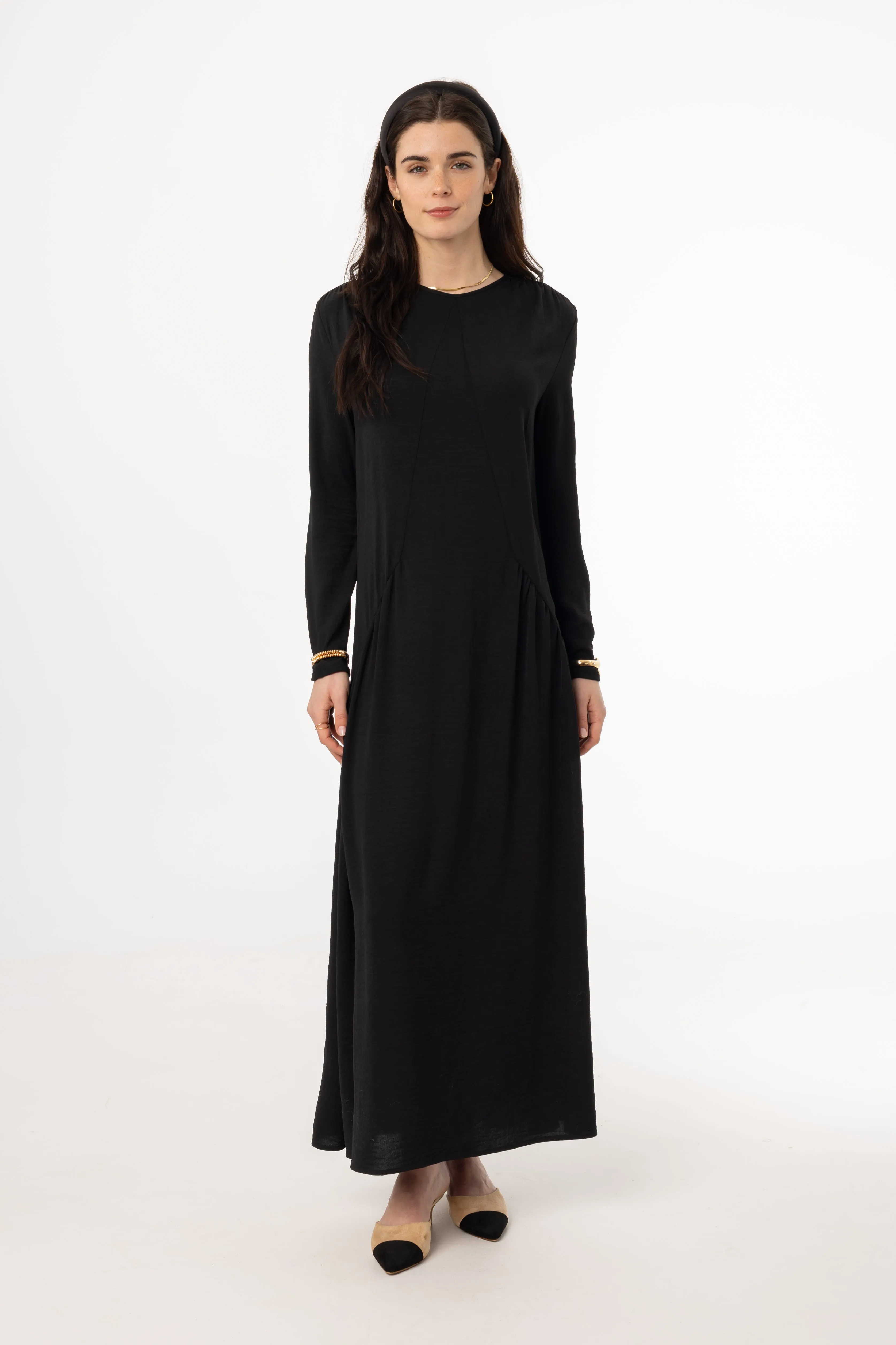 Black Detail Maxi Dress ShrinkResistant Warm Tracksuit
