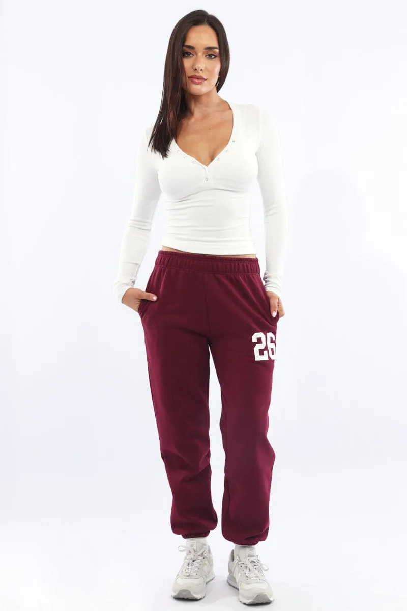Odor Resistant Treatment Trendy Cut Red Track Pants Jogger