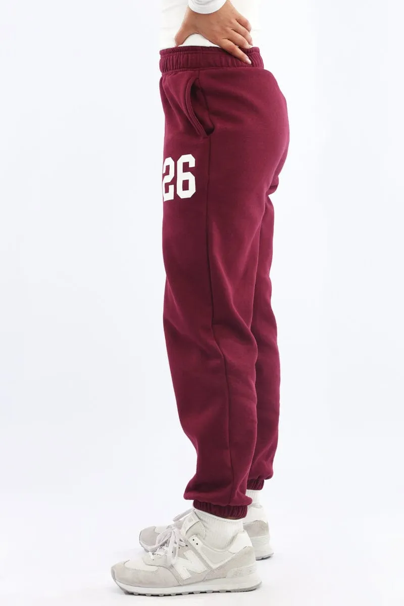 Ventilated Mesh Lining Lightweight insulation Red Track Pants Jogger