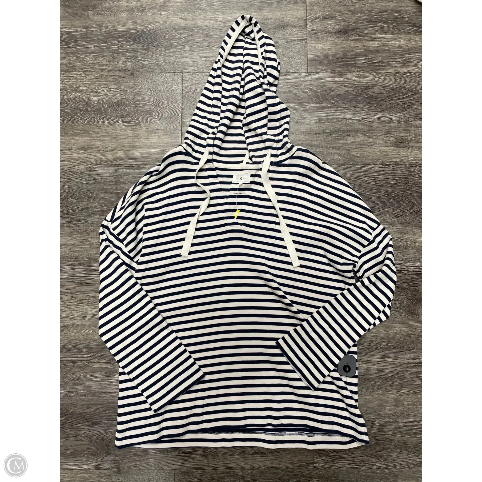 Adjustable Drawcord Sweatshirt Hoodie By Lou And Grey In Striped Pattern, Size: M