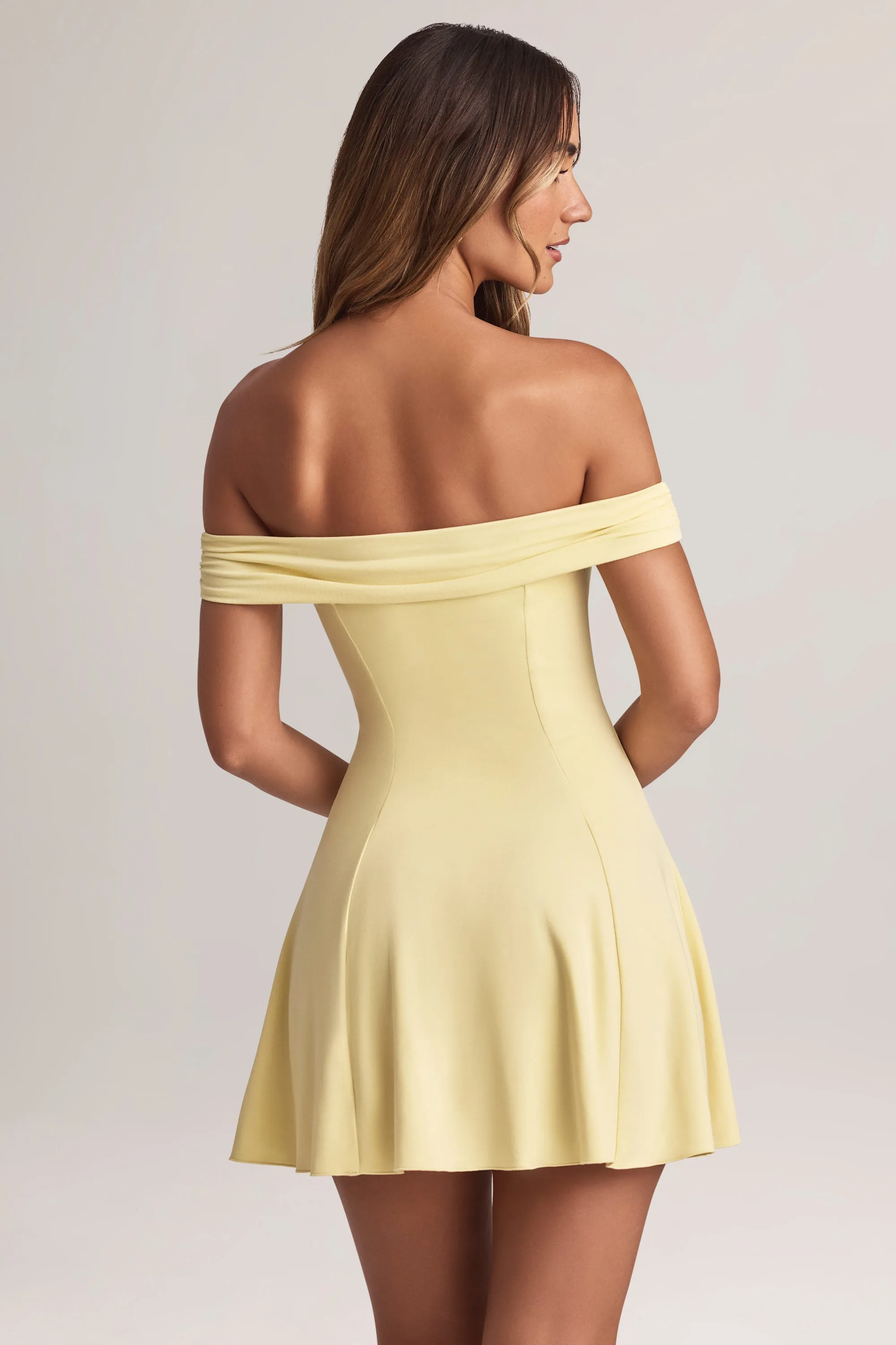 Shake Ready Modal Off-Shoulder A-Line Mini Dress in Lemon Sherbet