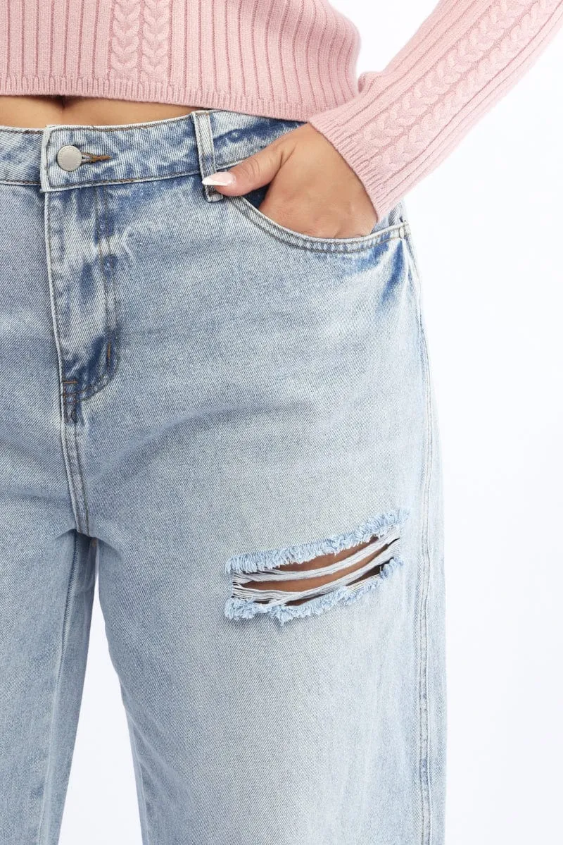 clean look Denim Wide Leg Jeans Mid Rise