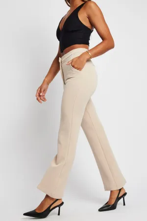Beige Slim Pants High Rise SoftTouchFinish Comfortable Leg