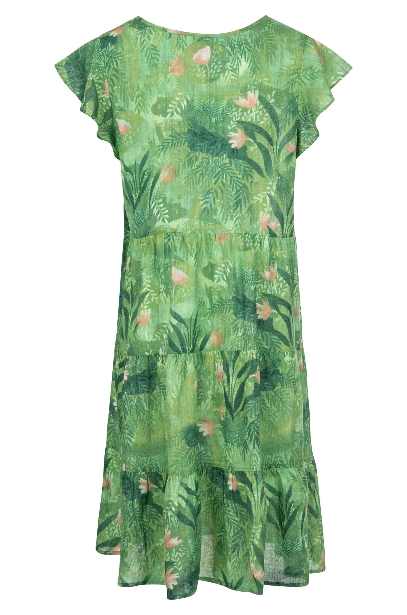 Photo Glam Flutter sleeve Viscose Blend Dress | Green Fern | 6534A1