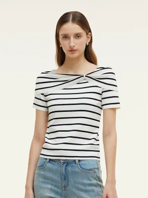 Easy Layer Tencel Black And White Stripe Women Top
