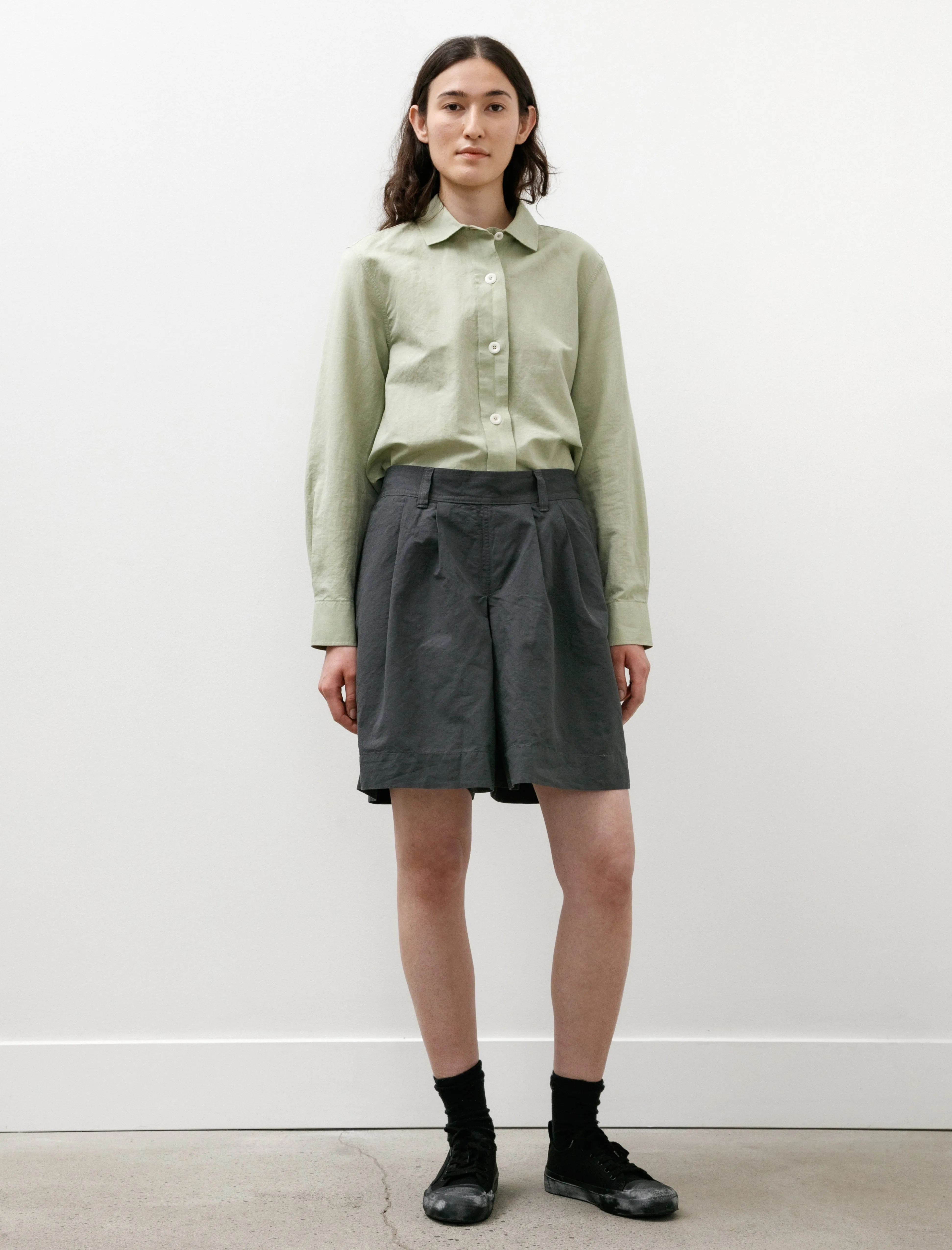 MHL Pleated Shorts Dry Cotton Linen Carbon semi - formal event