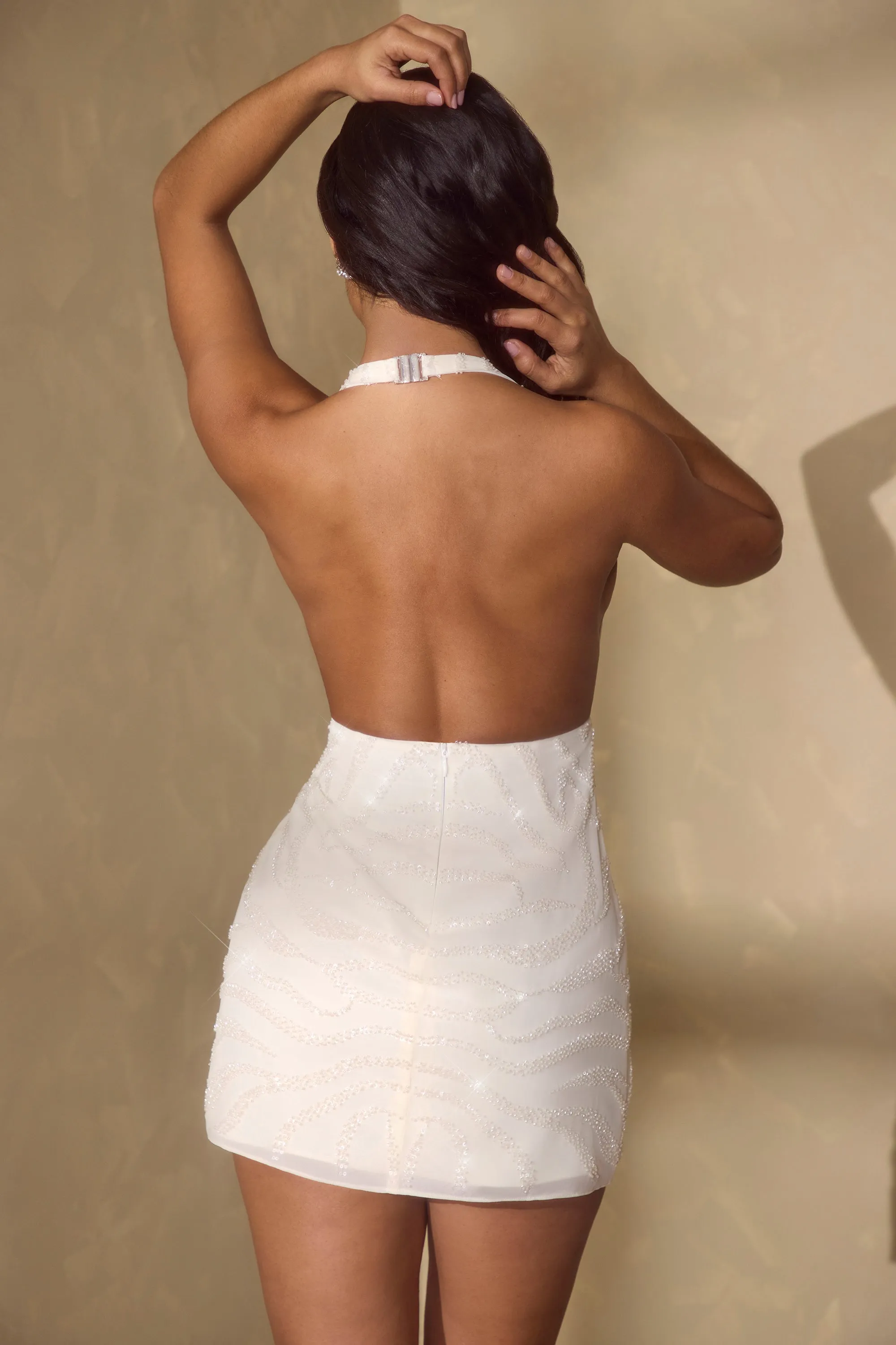 Trendy Fashion Vibrant Fashion Look Sleeveless Wrap Over Mini Dress in Off White
