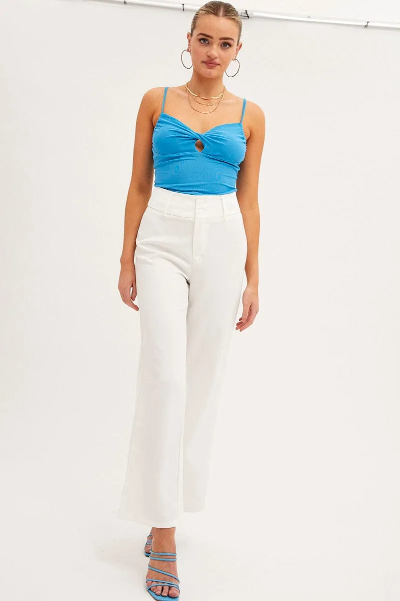 Street Utility SmoothZipper White Mid Rise Pant Tailored Wide Leg