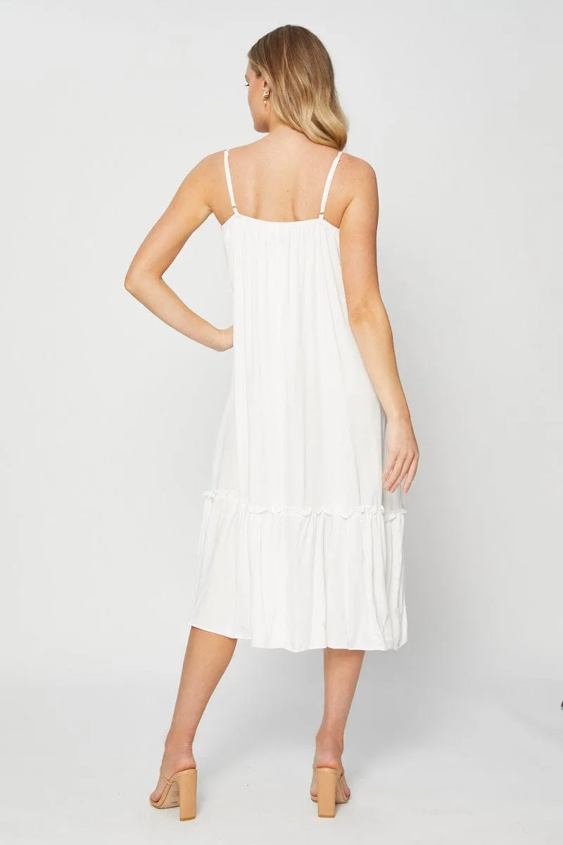 White A Line Dress Sleeveless Midi Timeless Fashion Quiet Luxury