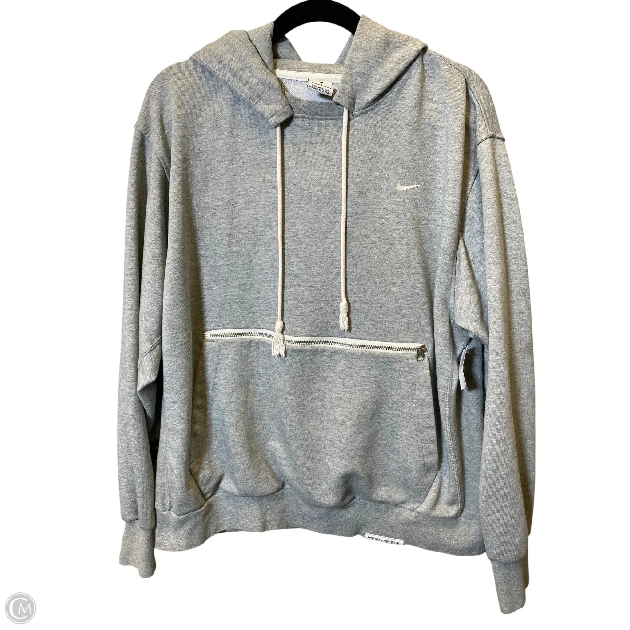 MultiPocket Glitter Glow Athletic Sweatshirt Hoodie By Nike In Grey, Size: L