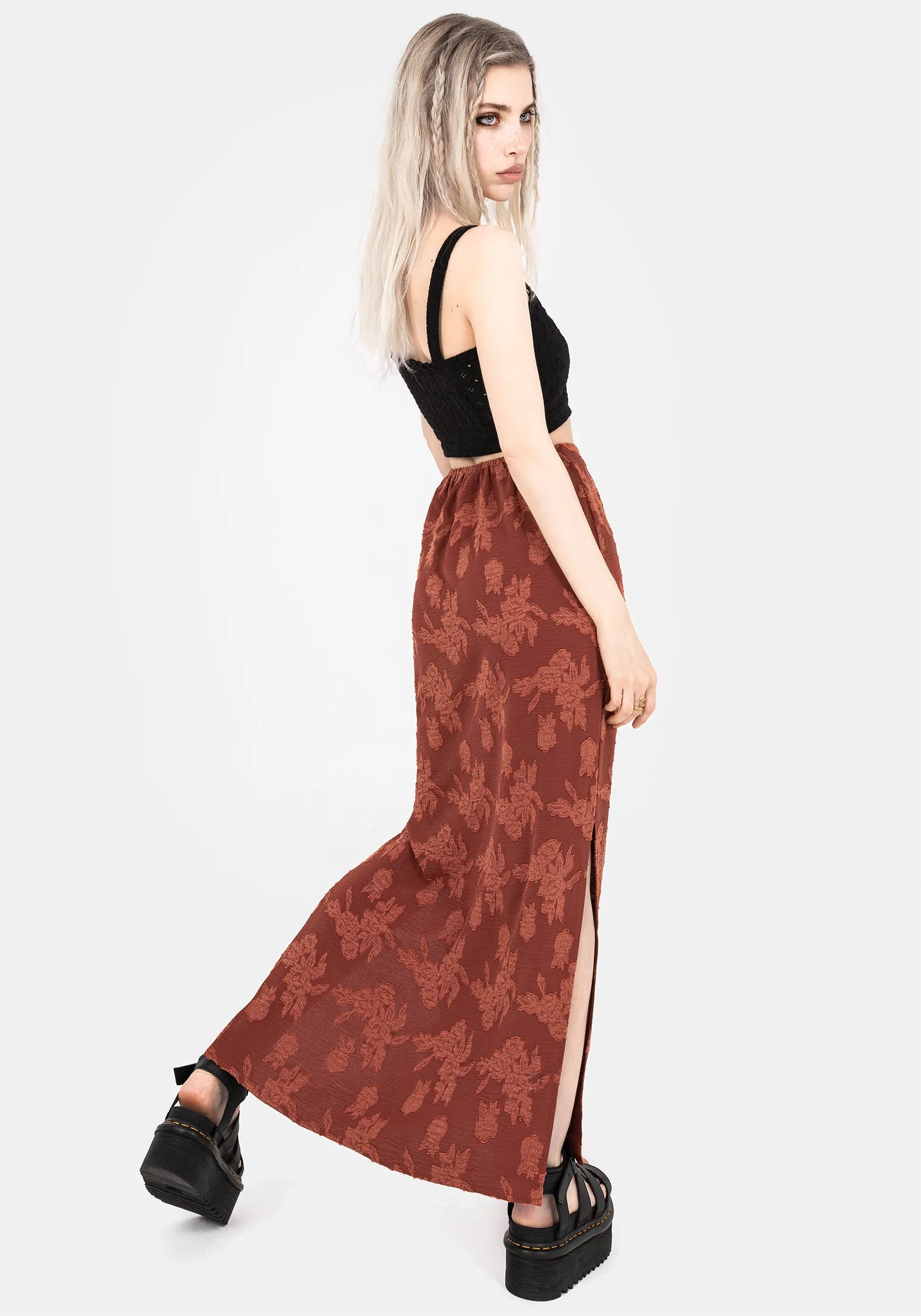 Breathable fabric Minimal Touch Prosperity Floral Maxi Slip Skirt
