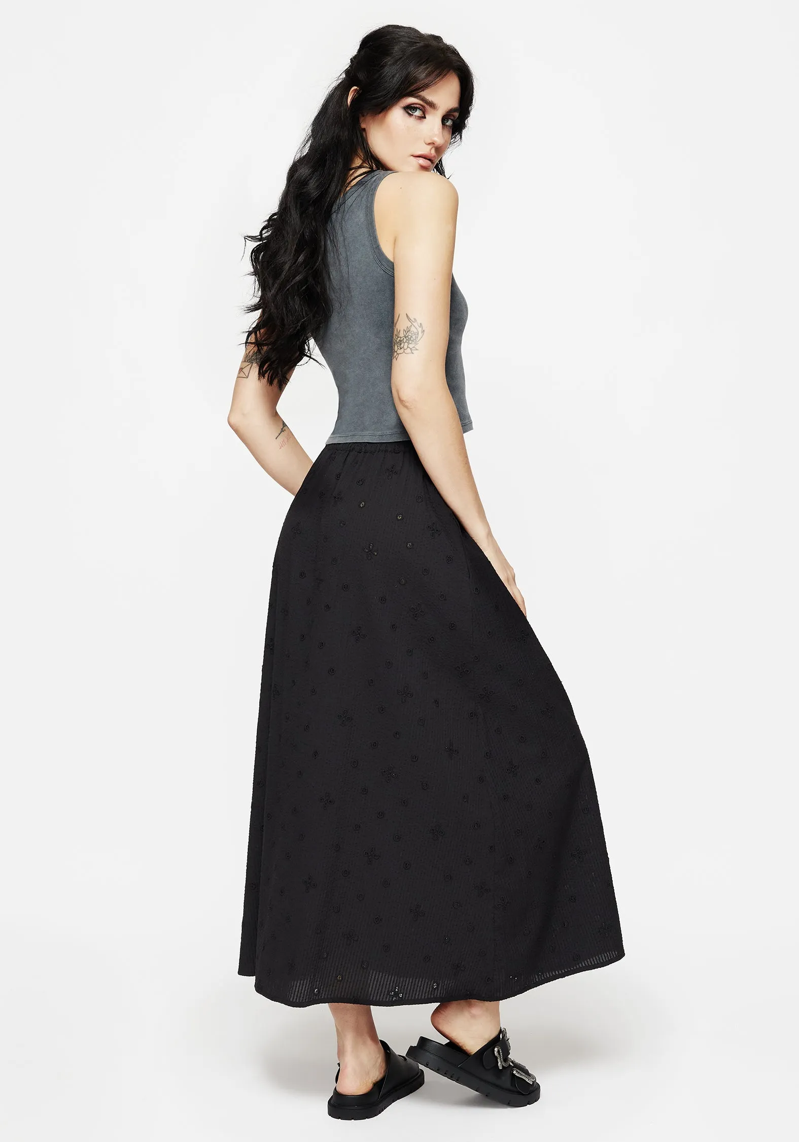 Crux Broderie Midaxi Skirt Runway Inspired Autumn Stroll